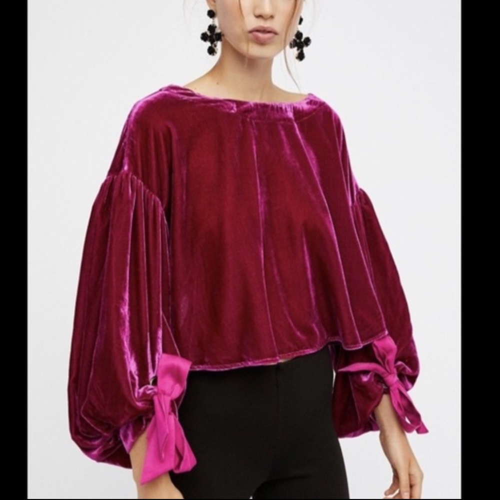 π FREE PEOPLE Gimme Some Lovin Top Pink Velvet - Picture 7 of 8